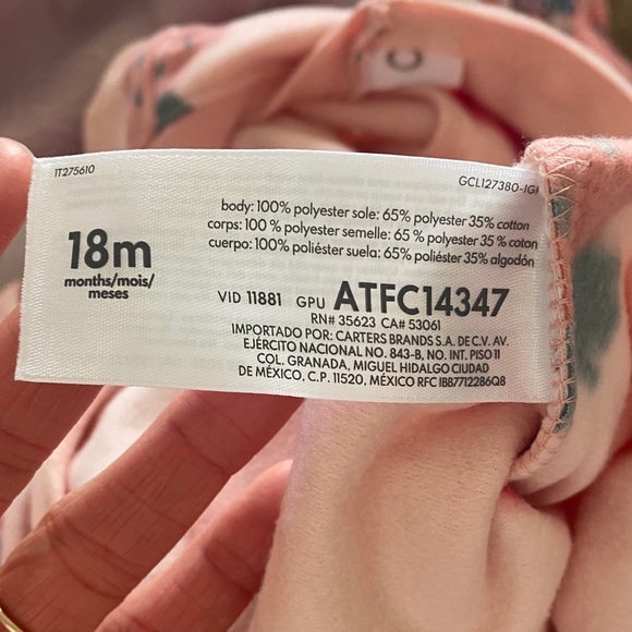 NWT Carter’s 18M Pink Strawberry Footed Pajamas 🍓 | Zip Up | OEKO-TEX - Picture 14 of 14